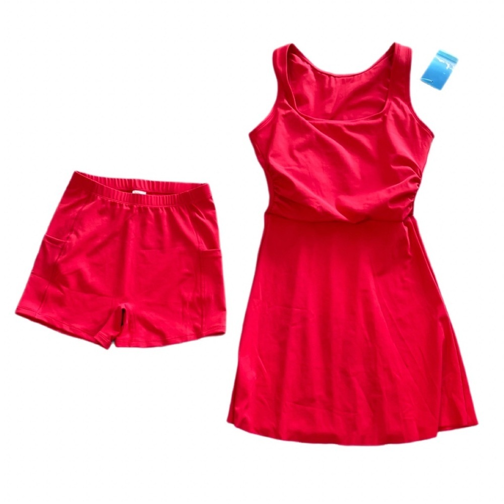 Hellisal Fitness Red Athletic Dress w Matching Shorts XS NWT - Picture 2 of 5